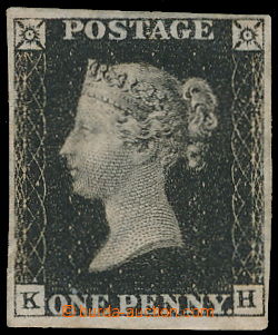 183351 - 1840 SG.2, Penny Black černá, TD 7, písmena K-H; bezvadn