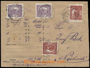 183401 - 1919 money letter with stated valuable 14.446Kč, on/for pri
