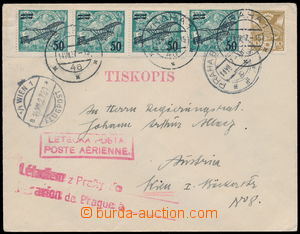 183405 - 1927 tiskopis přepravený letem PRAHA-VÍDEŇ, s Pof. L4(4x