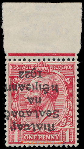 183591 - 1922 SG.2a, Jiří V. 1P červená s provizorním přetiskem