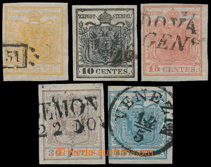 183625 - 1850 Ferch.1-5, Coat of arms 5Cts-45Cts, all HP, types I and