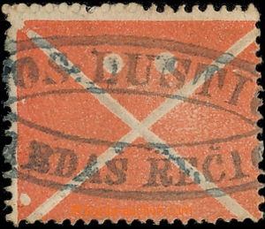 183651 - 1858 St. Andrew's cross, large red, from sheet of 5 Kreuzer 