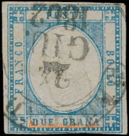 183658 - 1861 Sass.20f, 2 Grana light blue, inverted medallion (Effig