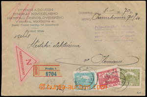 183808 - 1920 úřední R+Dobírkový dopis na 8,70Kč, vyfr. 3-barev