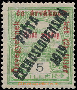 183844 -  UNISSUED  with overprint Hadi Segély 5+2f green/ black, re