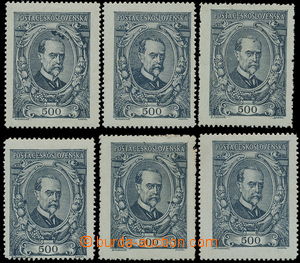 183868 -  Pof.141 production flaw, 500h grey, comp. 6 pcs of stamp. w