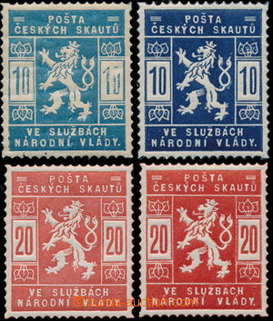 183887 - 1918 Pof.SK1-2 + SK1a-2a, světlé odstíny označeny, všec