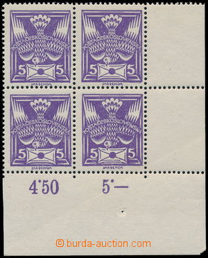 183905 -  Pof.144C R3, 5h violet, LR corner blk-of-4, horiz. comb com