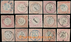 183961 - 1862 Sc.12, 12b, UN DINERO  sestava 15 známek na tenkém i 
