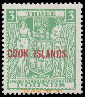 184002 - 1932 SG.98a, Znak £3 zelená, přetisk COOK ISLANDS.; b