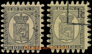 184008 - 1866 Mi.7Cx, 7Cz, Coat of arms 10Pen black / suede and black