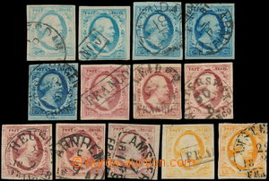 184021 - 1852 Mi.1-3, Willem III., 5C-15C, comp. of 13 stamps incl. M