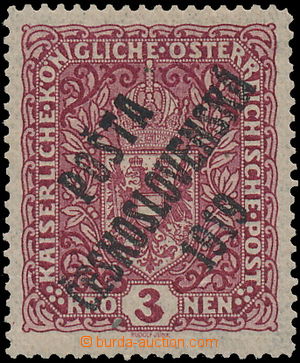 184071 -  Pof.49Ia, Znak 3K tmavě červená, úzká, přetisk I. typ