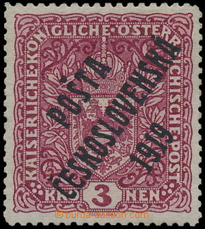 184074 -  Pof.49IIa, Coat of arms 3 K dark red, wide format (!), over