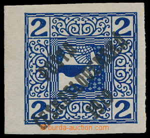 184077 -  NEVYDANÁ  Novinová Merkur vpravo 2h modrá, přetisk I. t