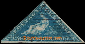 184083 - 1853 SG.4a, Allegory Hope 4P blue, Ivory Head, left close ma