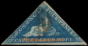 184090 - 1863-64 SG.19a, Alegorie Hope 4P modrá; vpravo užší stř