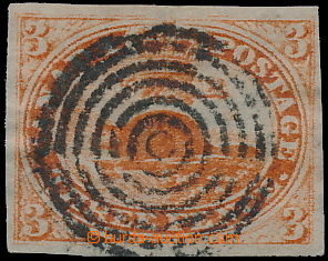 184098 - 1852-57 SG.5, Beaver 3C red, handmade wove paper, target pmk