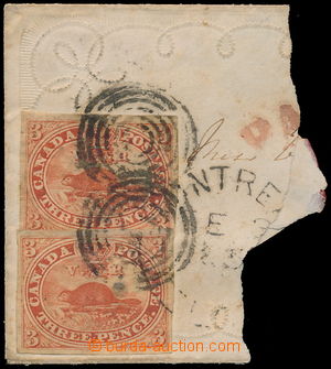 184102 - 1852-57 SG.6(2x), Beaver 3C deep red, handmade wove paper, 2