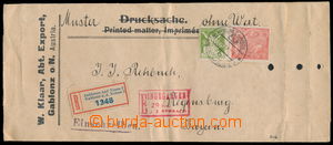 184114 - 1922 VZOREK BEZ CENY  zaslaný jako R do Německa (!), vyfr.
