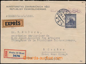 184164 - 1933 úřední R+Ex-dopis adresovaný do Švýcarska, vyfr. 