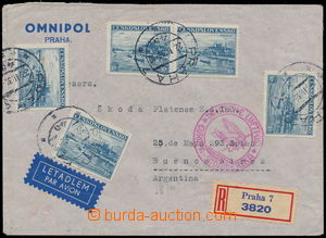 184175 - 1939 commercial Reg and airmail letter to Argentina, franked
