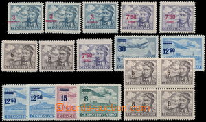 184238 - 1949 Pof.L26-32, Air overprint provisory, comp. of 14 stamp.