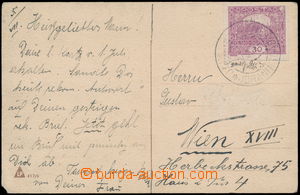 184255 - 1920 postcard franked with. imperforated stamp. 30h light vi