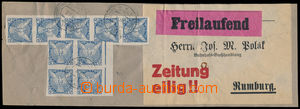 184278 - 1927 cut square from cover newspaper parcel with 9-tuple fra