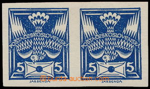 184288 -  Pof.143N, 5h blue, imperforated horizontal pair; very fine 