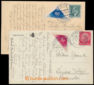 184342 - 1937-39 sestava 2ks pohlednic adresovaných do vlastních ru