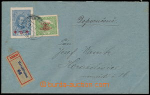 184379 - 1921 Reg letter in the place franked with. surtax stmp Red C