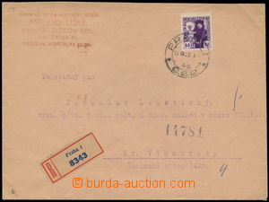 184383 - 1920 commercial Reg letter with 1-násobnou franking stamp. 
