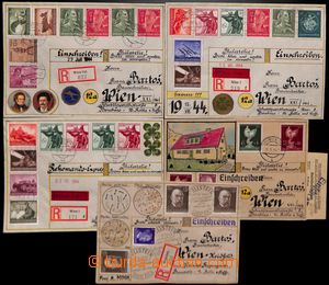 184415 - 1943-1944 sestava 5ks ozdobných R-dopisů, poštou správn