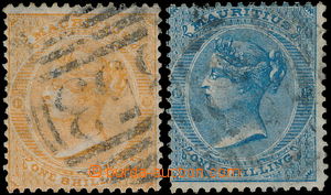 184424 - 1863-1872 SG.69w, 70w, Victoria 1Sh blue and 1Sh orange, wmk