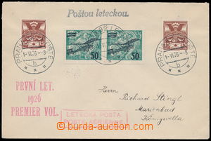 184481 - 1926 1. let PRAHA - MARIÁNSKÉ LÁZNĚ, Let-dopis zaslaný 