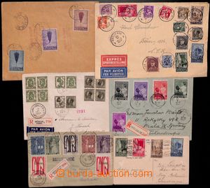 184494 - 1928-1937 set of 6 Reg or airmail letters with better franki