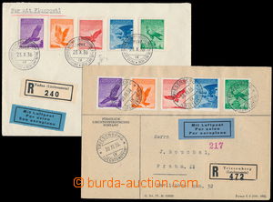 184500 - 1934 2 Reg airmail letters from 1936 with Mi.143-147, Eagles