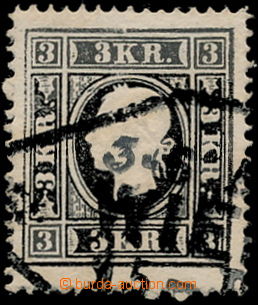 184543 - 1858 Mi.11II, Franz Joseph I 3 Kreuzer black, type II with C