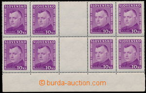 184550 - 1945 Alb.125M, Tiso 10 Koruna violet, horiz. 4-stamp gutter,