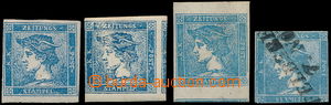 184555 - 1851 Ferch.6, blue Mercure, comp. of 4 stamps, 3x unused (2x