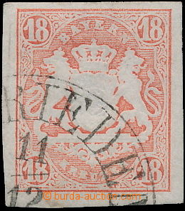 184559 - 1867-68 Mi.19, Coat of arms 18Kr dark vermilion red, wide ma