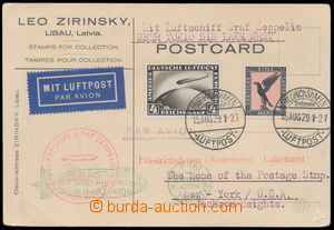 184573 - 1929 WELTRUNDFAHRT 1929  card to USA, with Mi.424, Zeppelin 