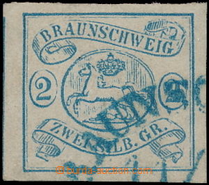 184591 - 1852 Mi.2, Coat of arms 2Sgr Prussian blue with part of blue