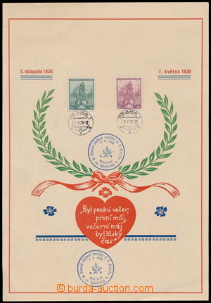 184736 - 1939 commemorative sheet issued to/at Slavnostnímu placing 