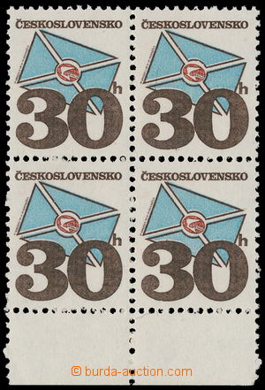 184778 - 1974 Pof.2111t, Poštovní emblémy 30h, krajový 4-blok s t