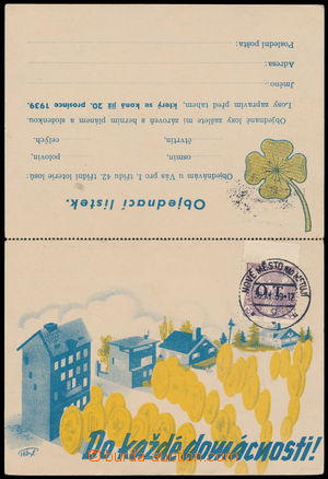 184786 - 1939 dvojitý tiskopisový reklamní lístek vyfr. předbě