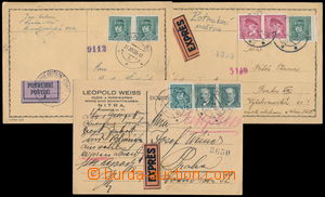 184806 - 1938-39 sestava 3ks KL zaslaných potrubní poštou, různé