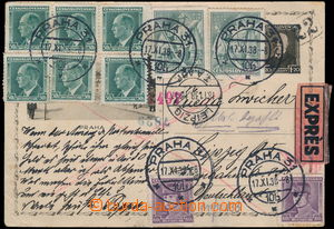 184808 - 1938 CDV41/8, T. G. Masaryk 1.20CZK, pictorial PC abroad sen