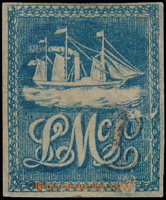 184811 - 1847 SG.1, Lady McLeod 5c blue, used by pen stroke, variousl